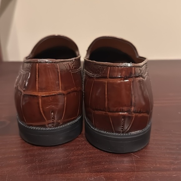 Stacy Adams brown, genuine, snake skin and leather slip on loafer style shoes 8 - Picture 6 of 12